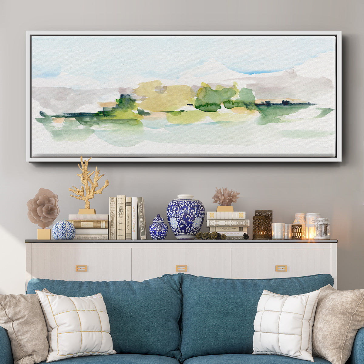 Tangerine Sunset I - Floater Framed Canvas Print