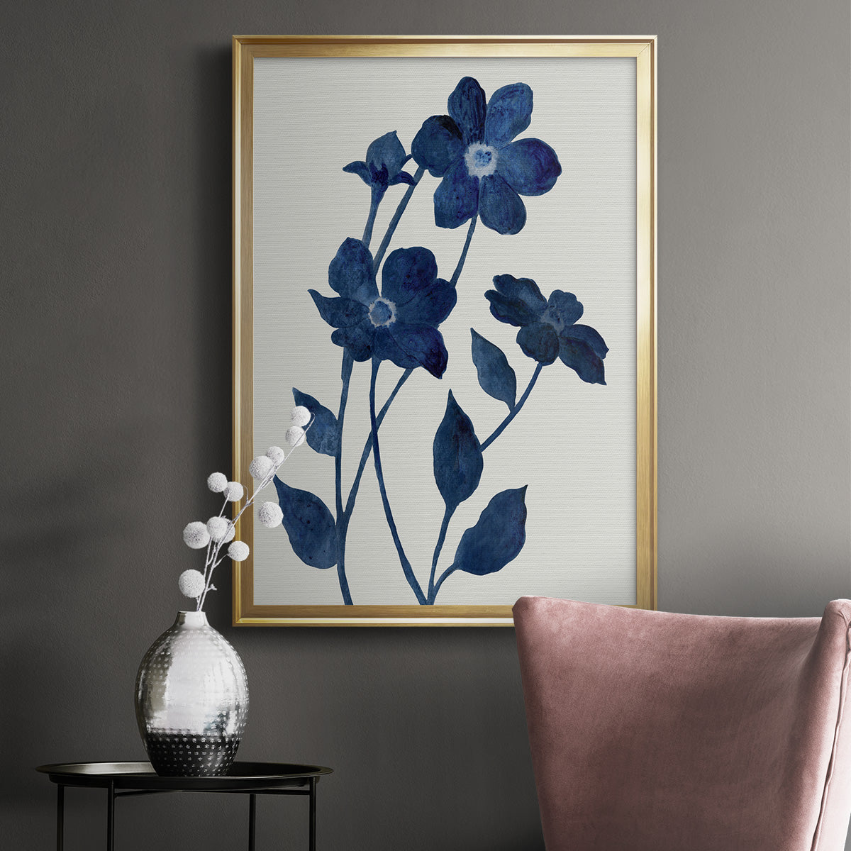 Indigo Bloom II - Modern Framed Canvas Print