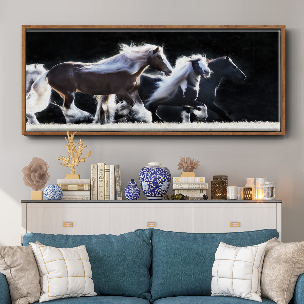 Horse Motion X - Floater Framed Canvas Print