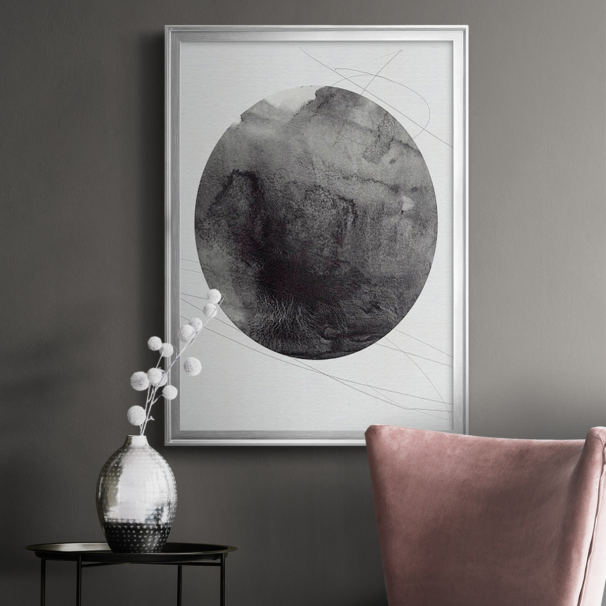 Graphite Moon I - Modern Framed Canvas Print