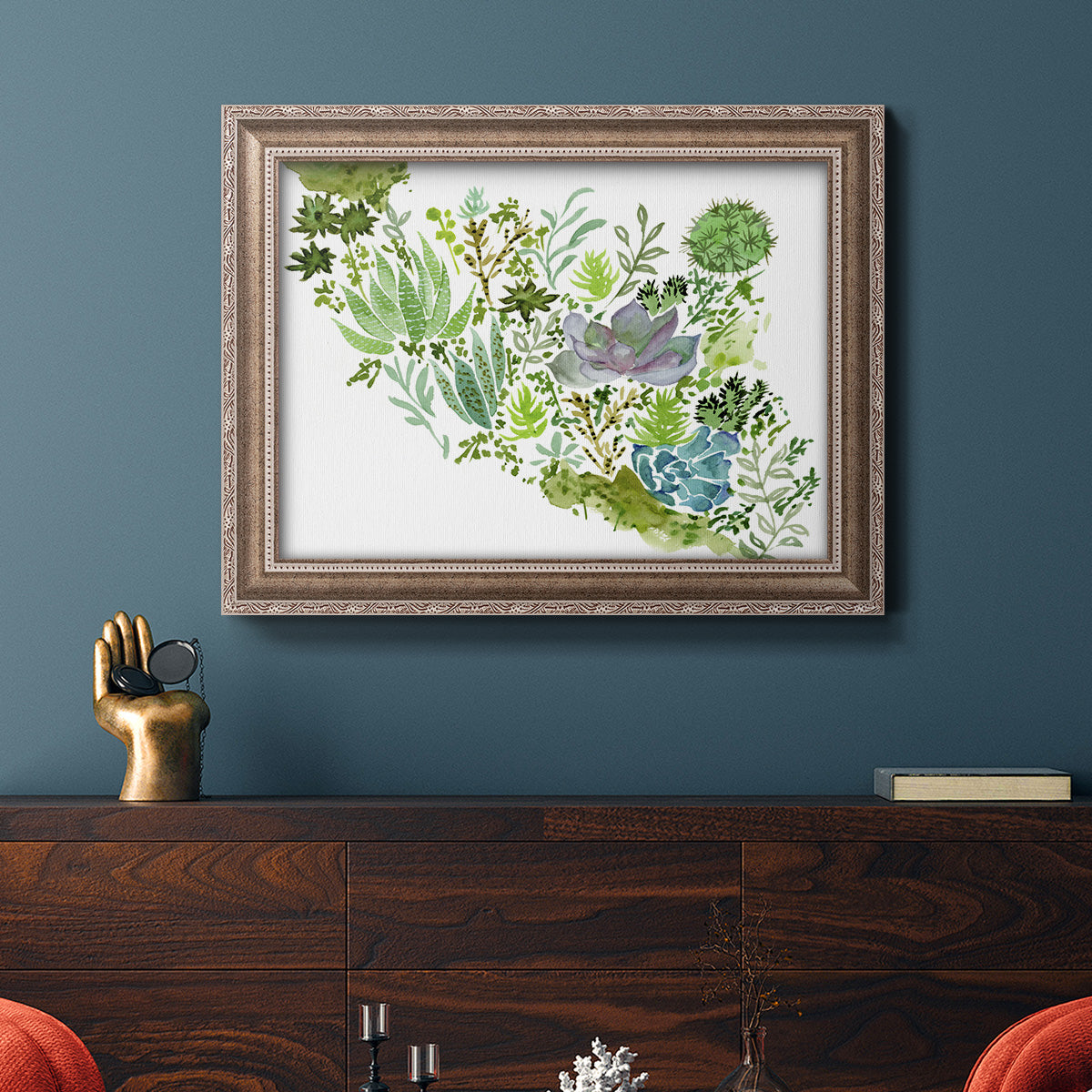 Succulent Field II - Ornate Framed Canvas Print