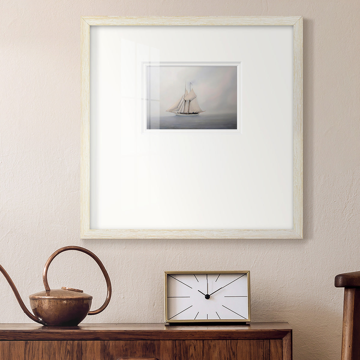 Foggy Sail III Premium Framed Print Double Matboard