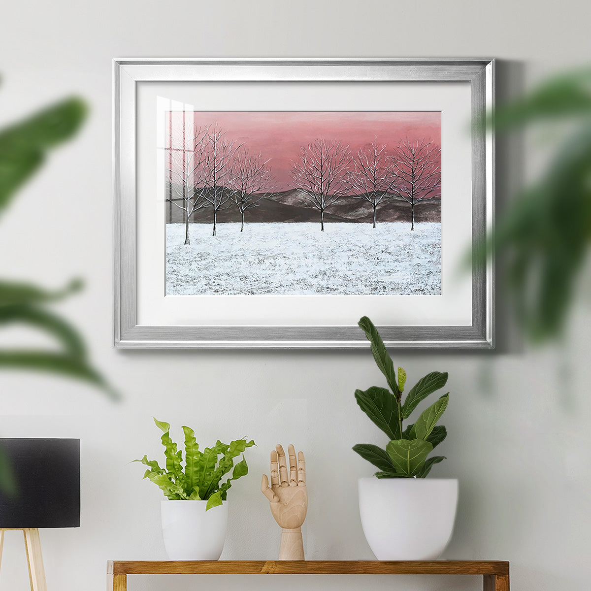 Sunset Snowfall I Premium Framed Print - Ready to Hang