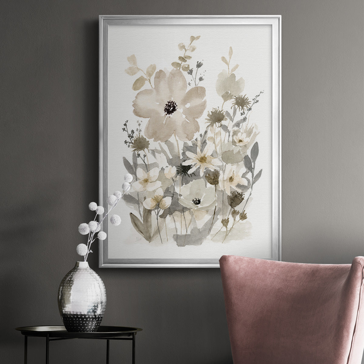 Neutral Nature I - Modern Framed Canvas Print