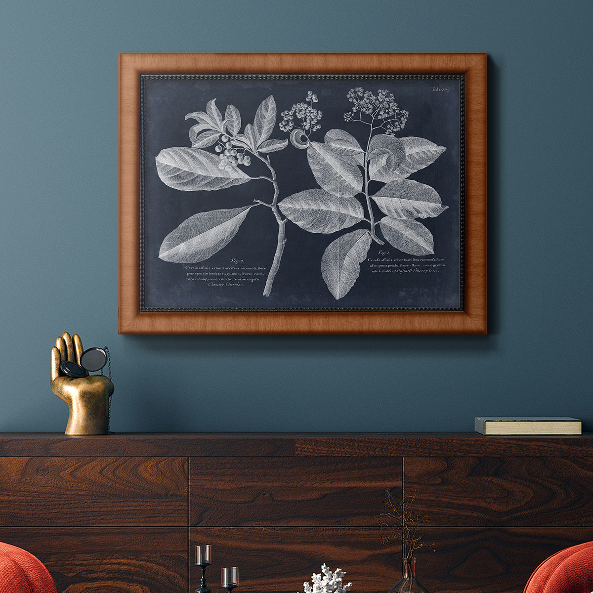 Foliage on Navy IV Premium Framed Canvas- Ready to Hang