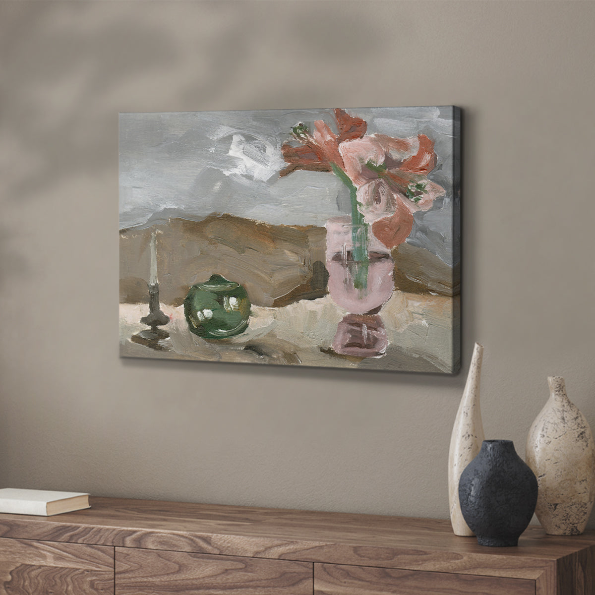Vase of Pink Flowers II - Canvas Art Print