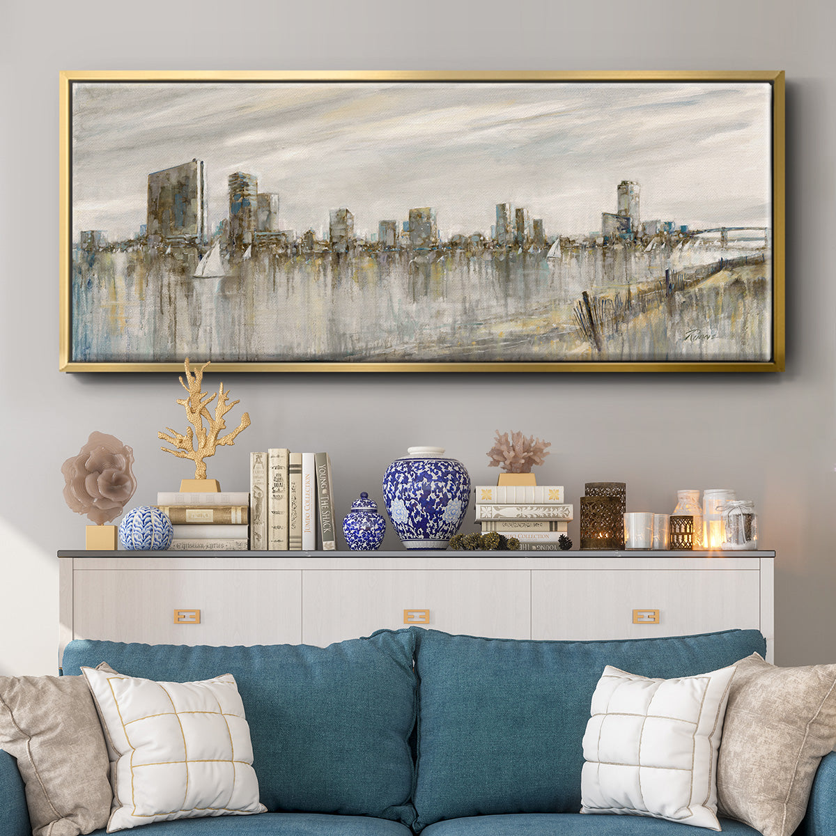 Skyline Sail - Floater Framed Canvas Print