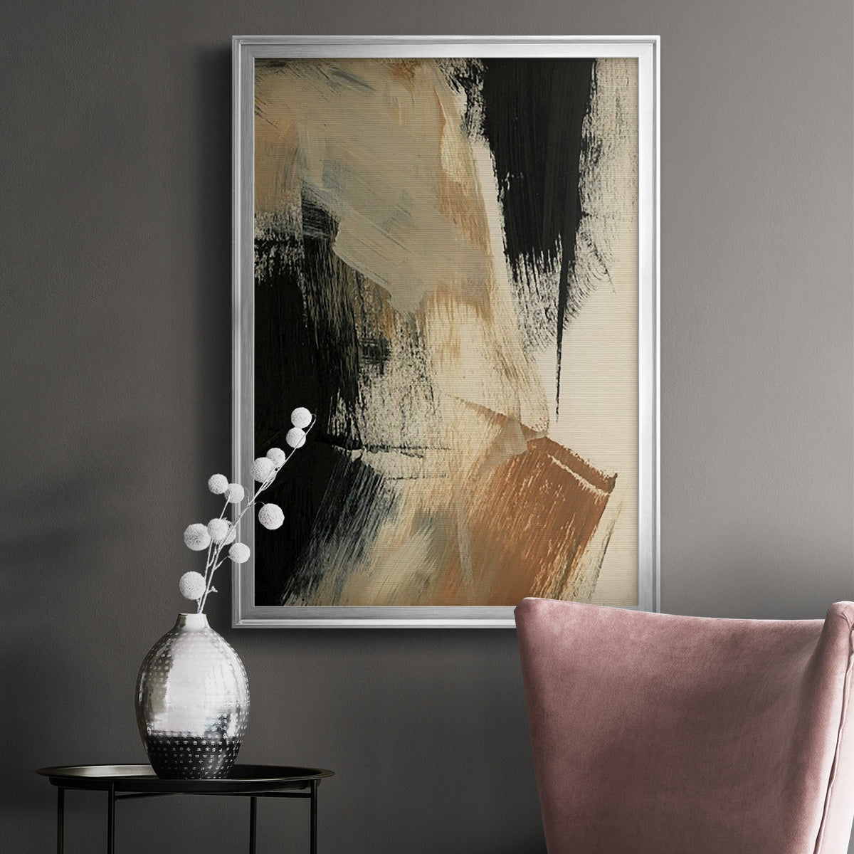 Baked Paintstrokes V - Modern Framed Canvas Print