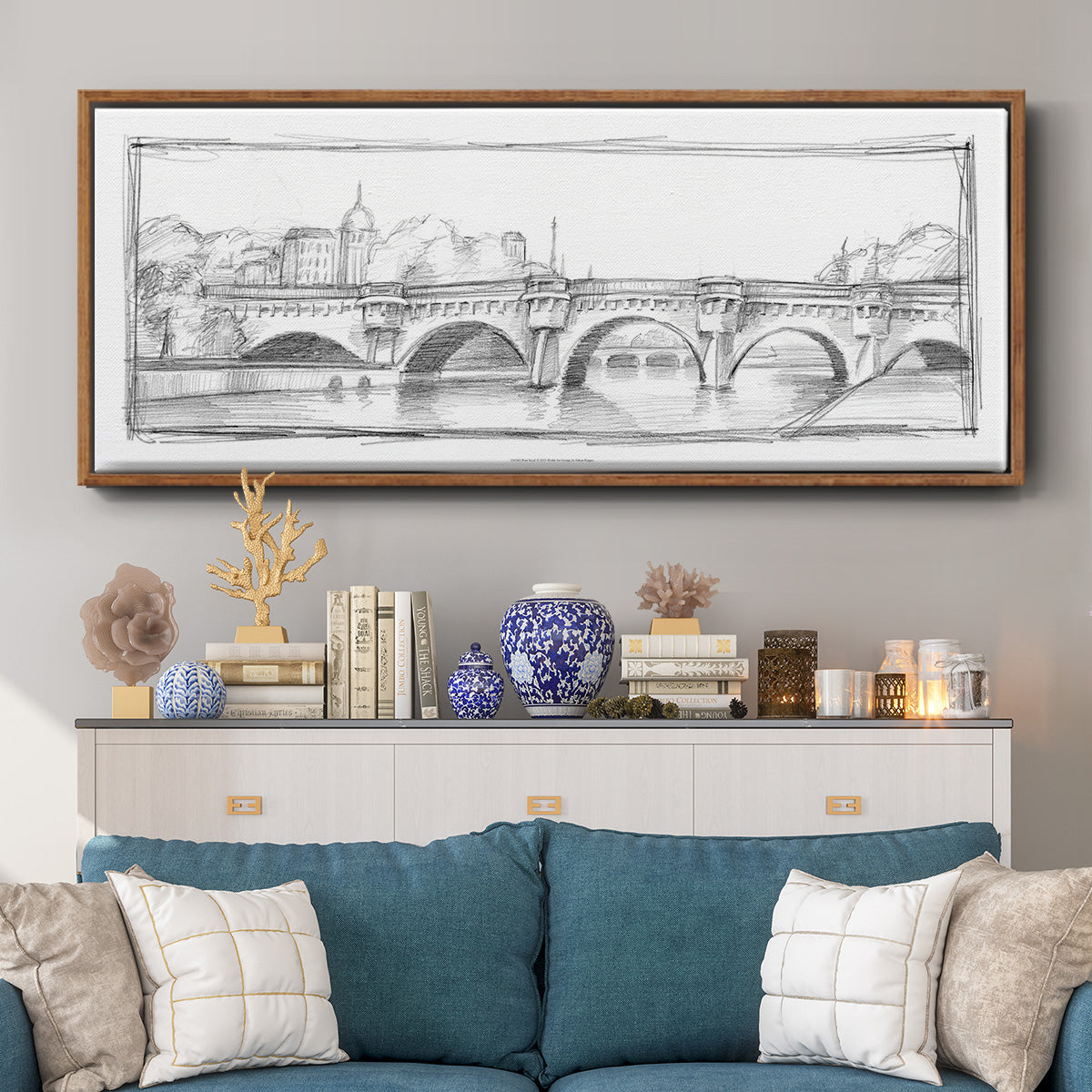 Pont Neuf - Floater Framed Canvas Print