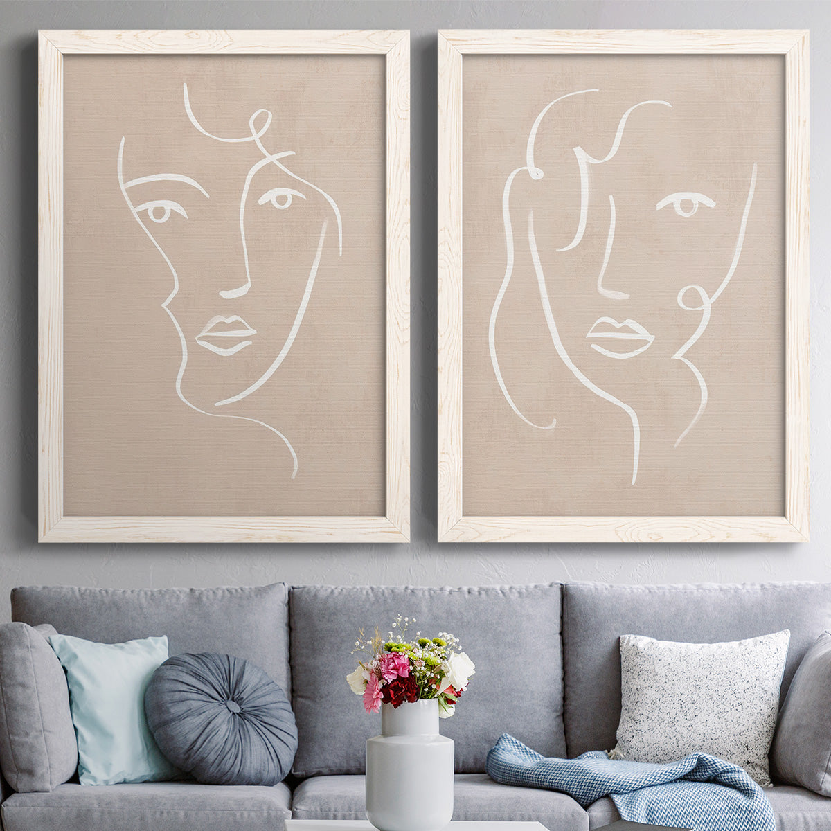 Curly Face I - Premium Framed Canvas 2 Piece Set - Ready to Hang