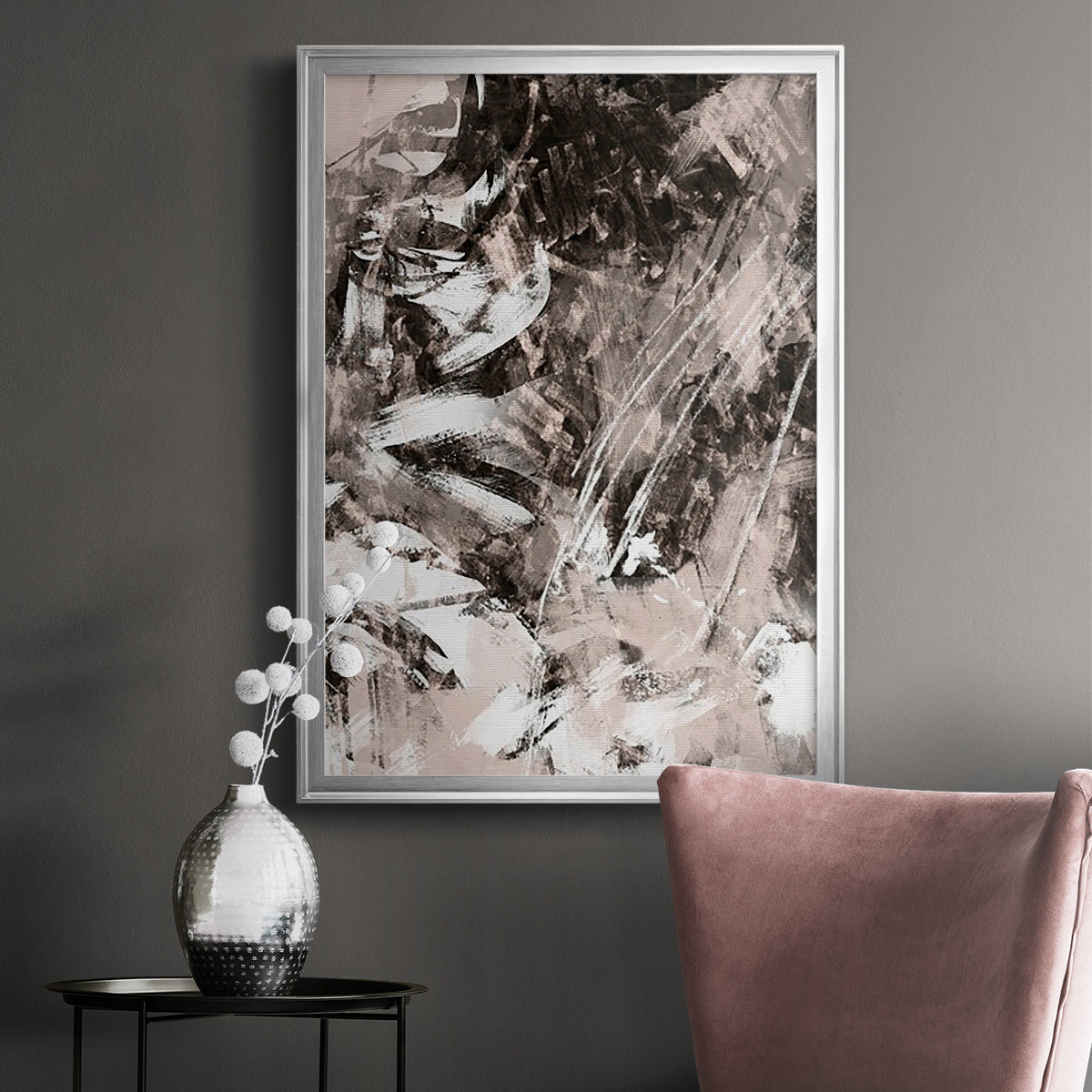 Blush Blackboard II - Modern Framed Canvas Print