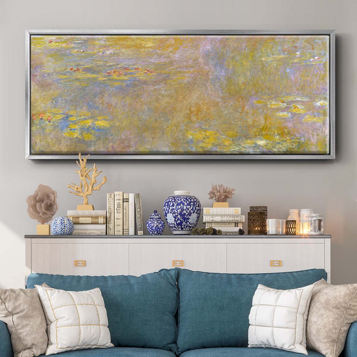 Water Lilies, 1907 - Floater Framed Canvas Print