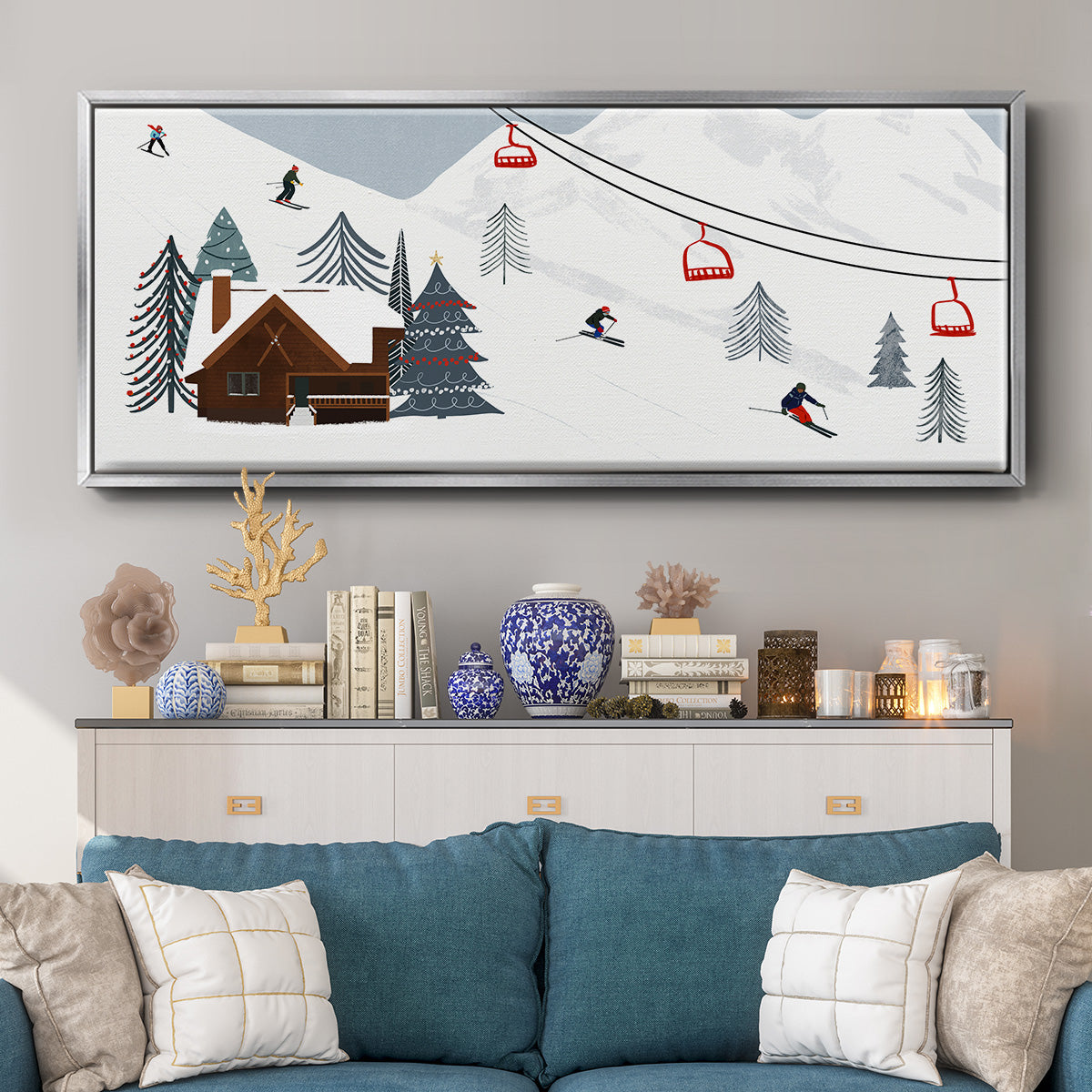 Ski Slope Collection D - Floater Framed Canvas Print