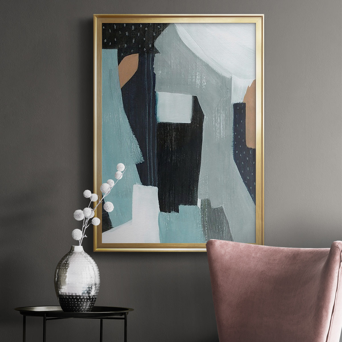 Tangerine Lagoon I - Modern Framed Canvas Print