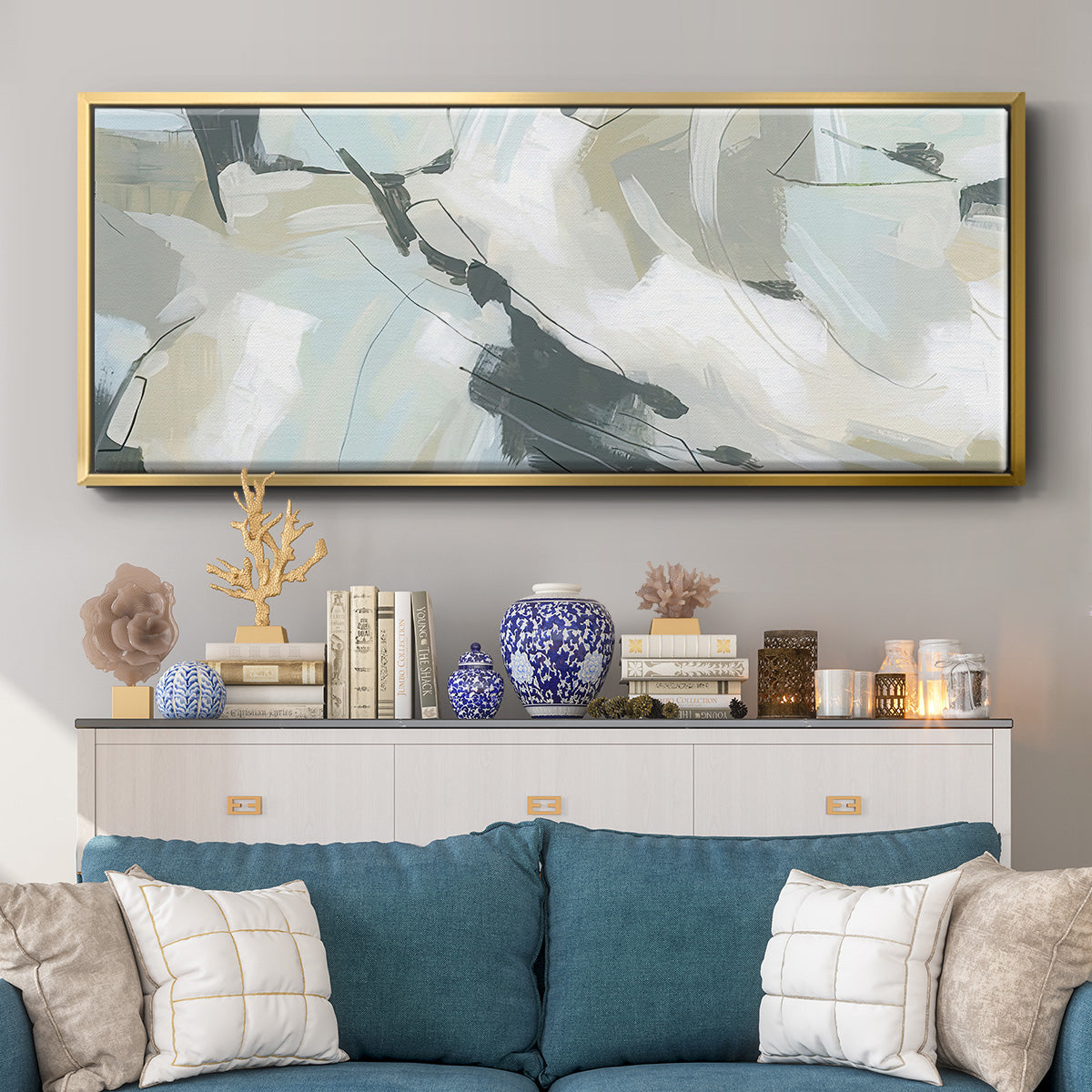 Shadow Cycle V - Floater Framed Canvas Print