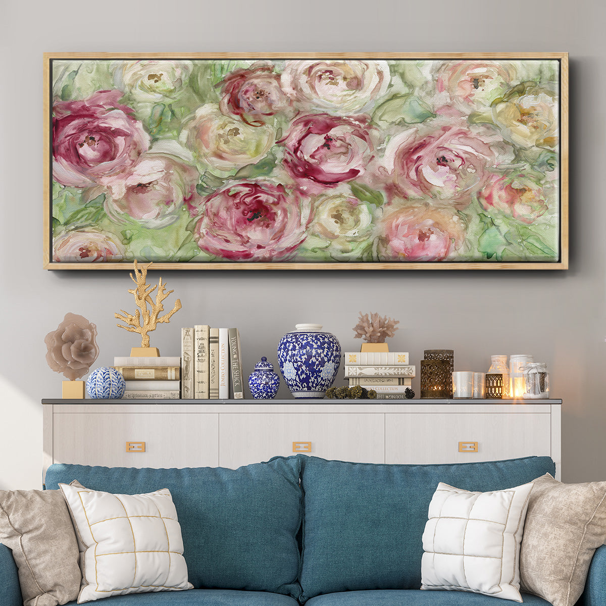 Climbing Rose - Floater Framed Canvas Print