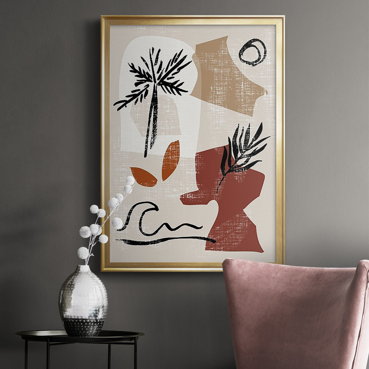 Soft Palms III - Modern Framed Canvas Print