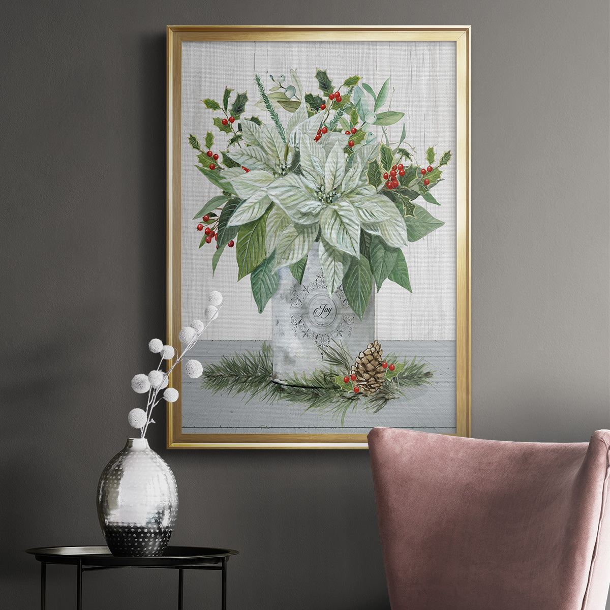 Farmhouse Christmas Joy - Modern Framed Canvas Print