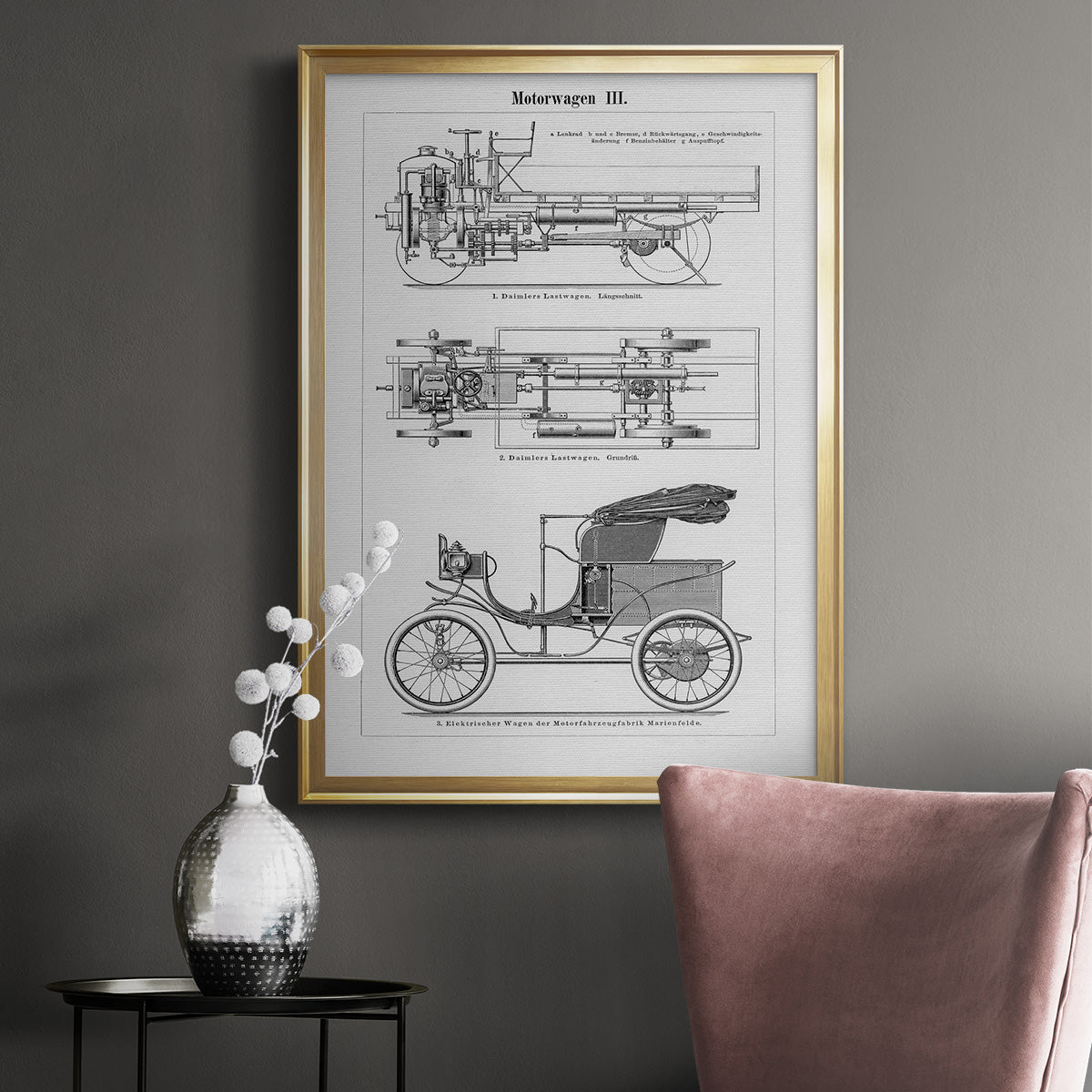 Industrial Motorcar - Modern Framed Canvas Print