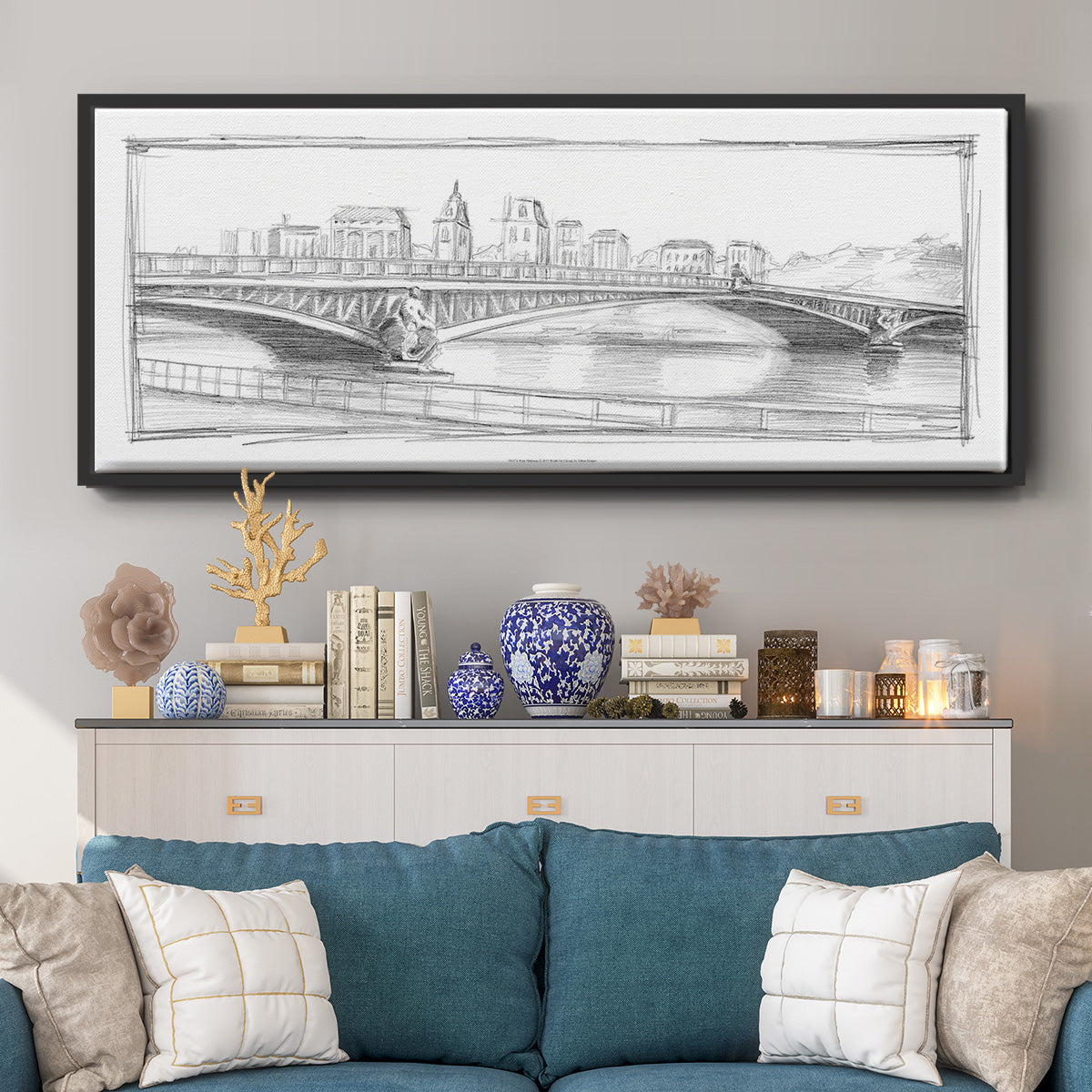 Pont Mirabeau - Floater Framed Canvas Print