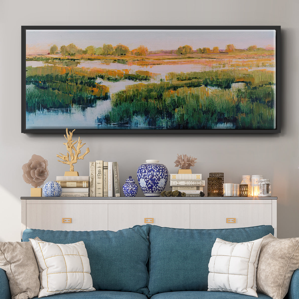 Marshland View II - Floater Framed Canvas Print