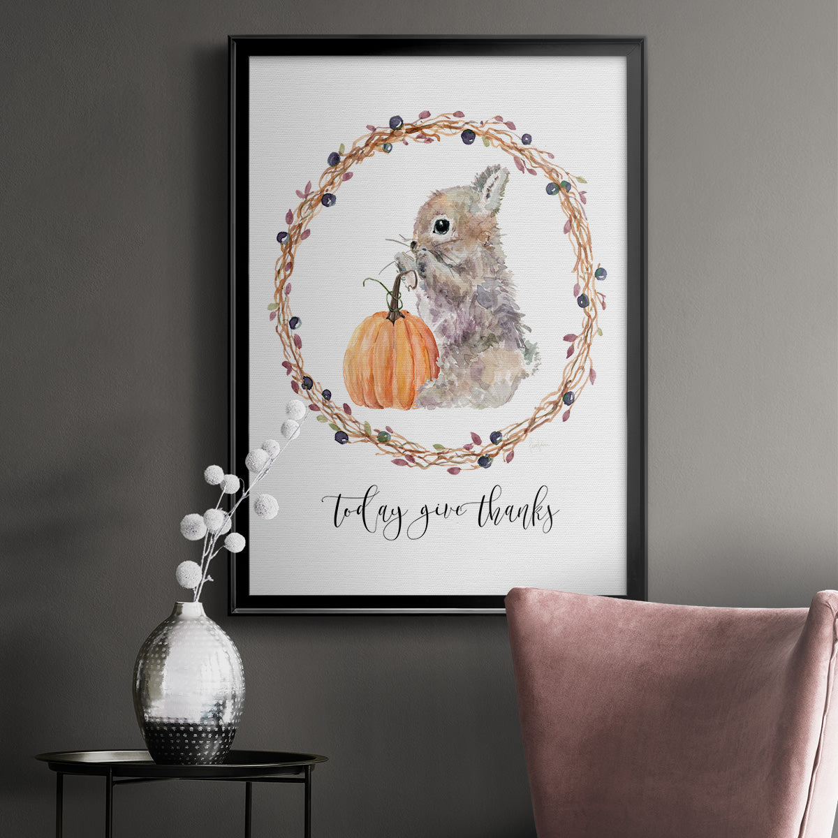 Harvest Home Bunny - Modern Framed Canvas Print