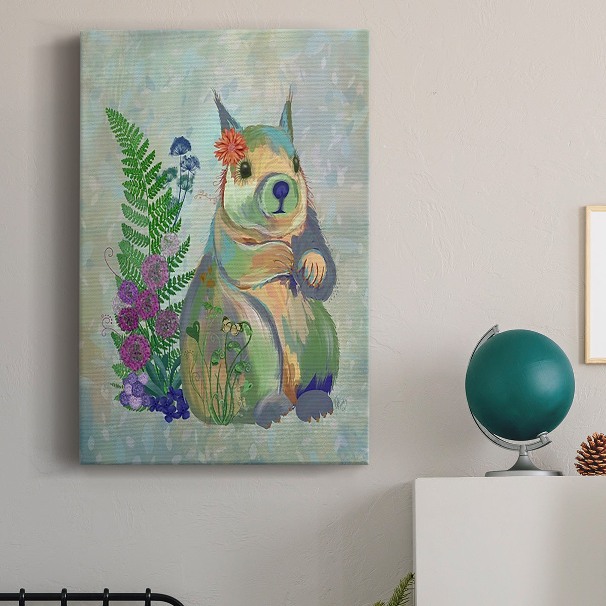 Fantastic Florals Squirrel - Canvas Art Print