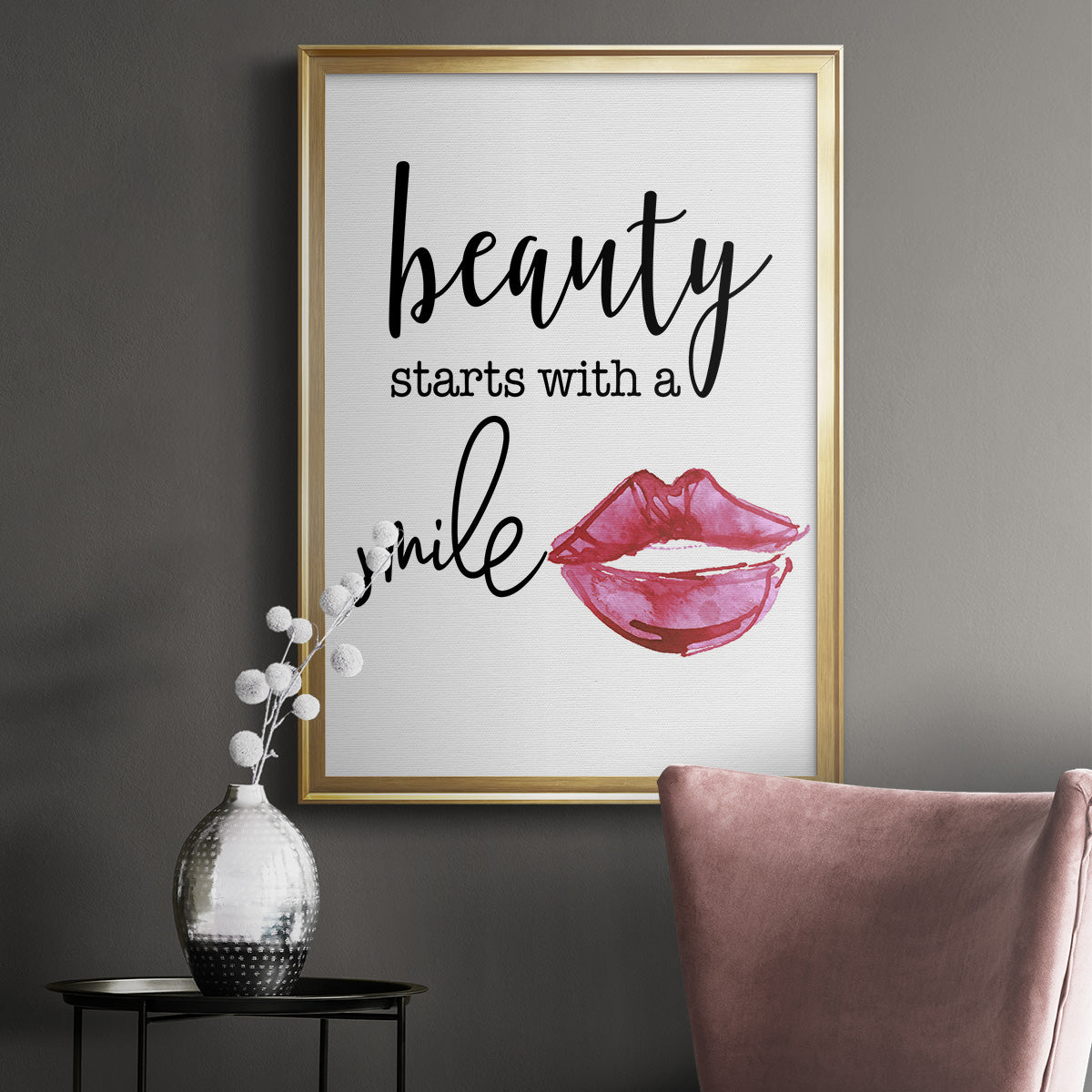 Beauty Starts With A Smile - Modern Framed Canvas Print