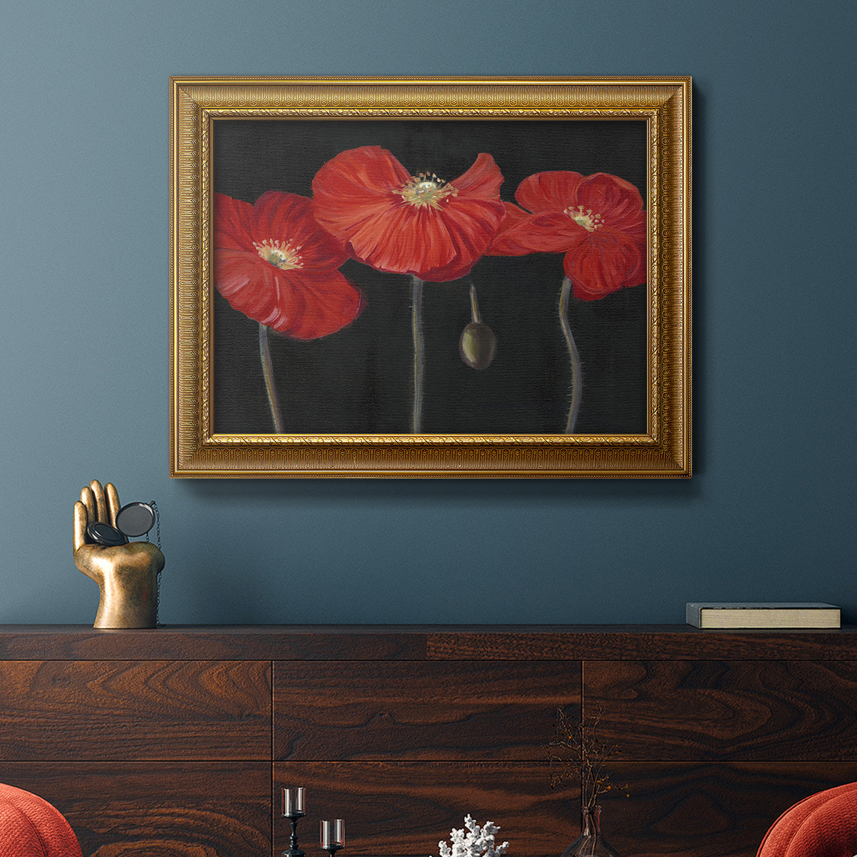 Poppy Trio I Premium Framed Canvas- Ready to Hang