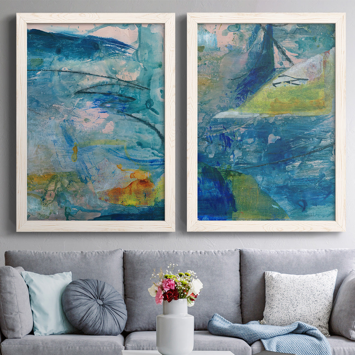 Spring Winds V - Premium Framed Canvas 2 Piece Set - Ready to Hang