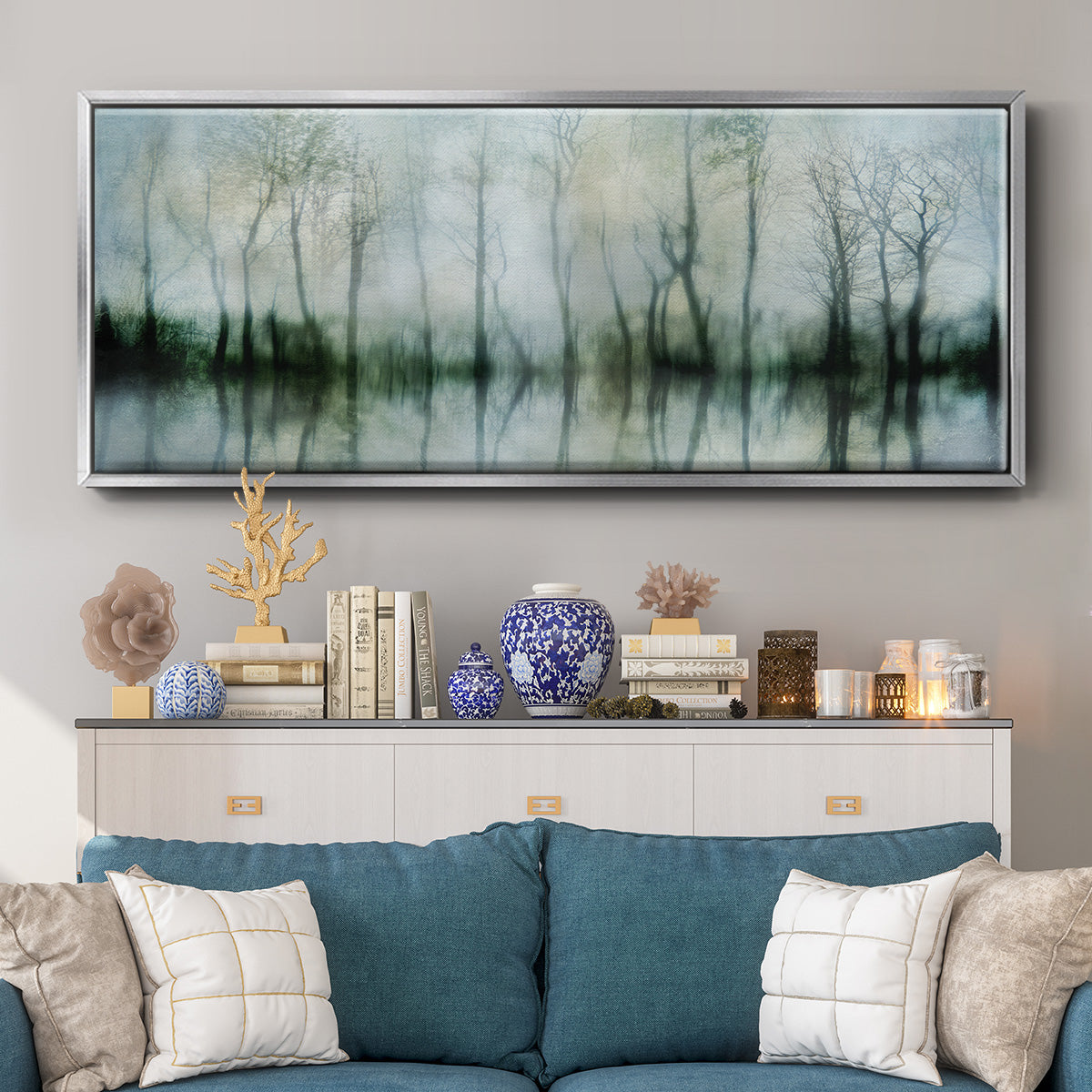 Mirrored Pond - Floater Framed Canvas Print