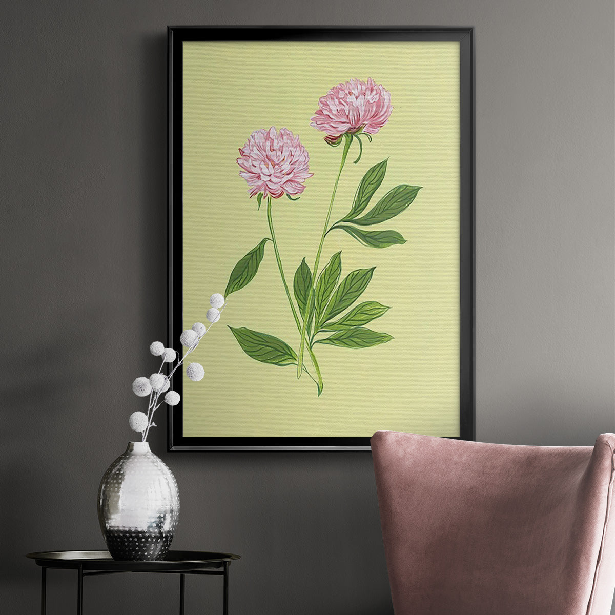 Peonies in Yellow II - Modern Framed Canvas Print