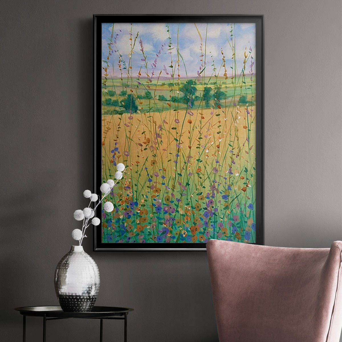 Wildflower Path II - Modern Framed Canvas Print