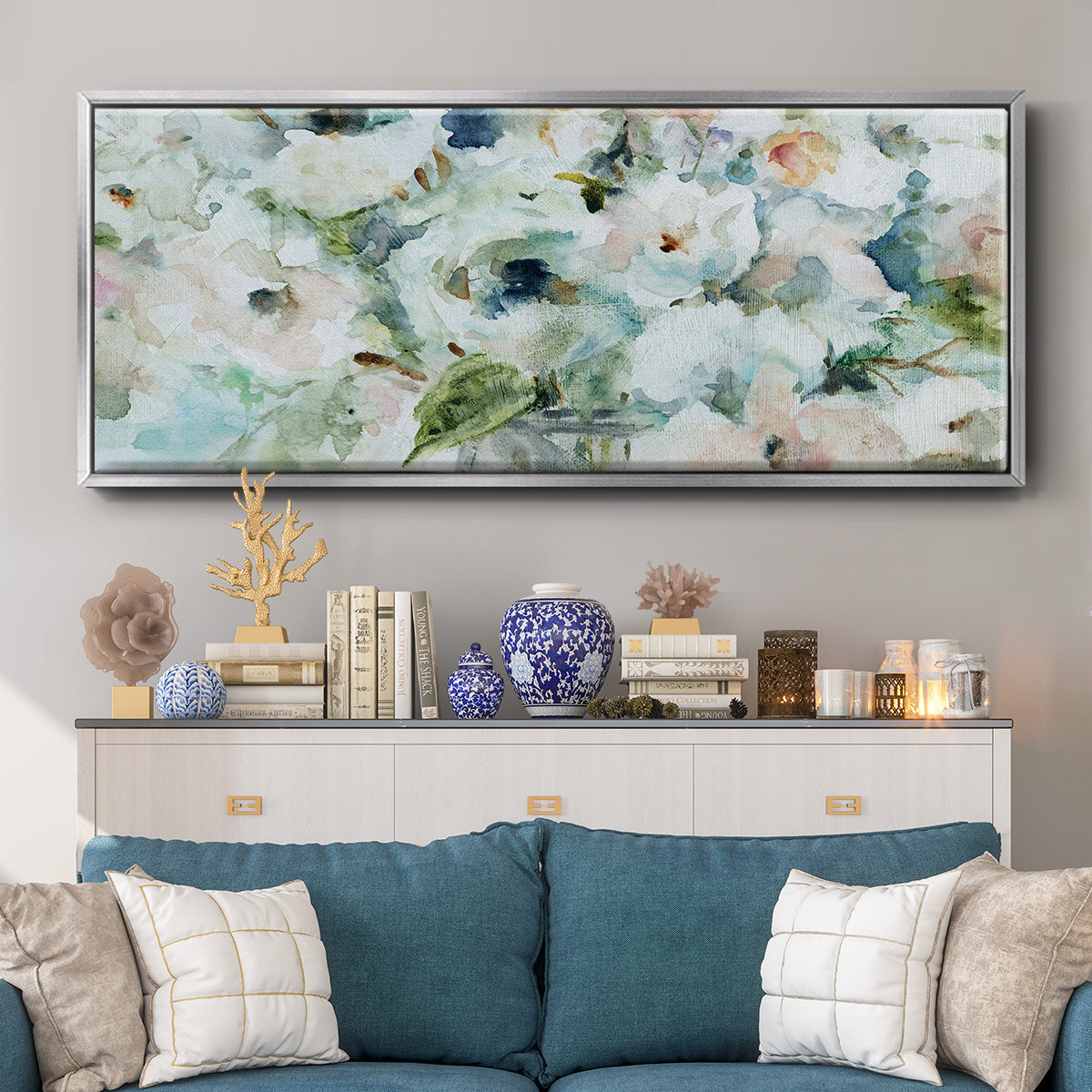 Blooming Softly - Floater Framed Canvas Print