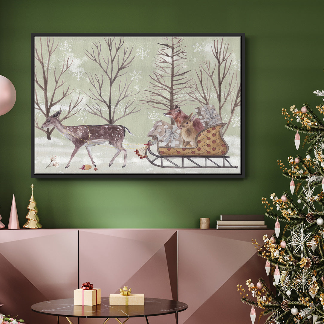 Christmas Time II - Framed Gallery Wrapped Canvas in Floating Frame