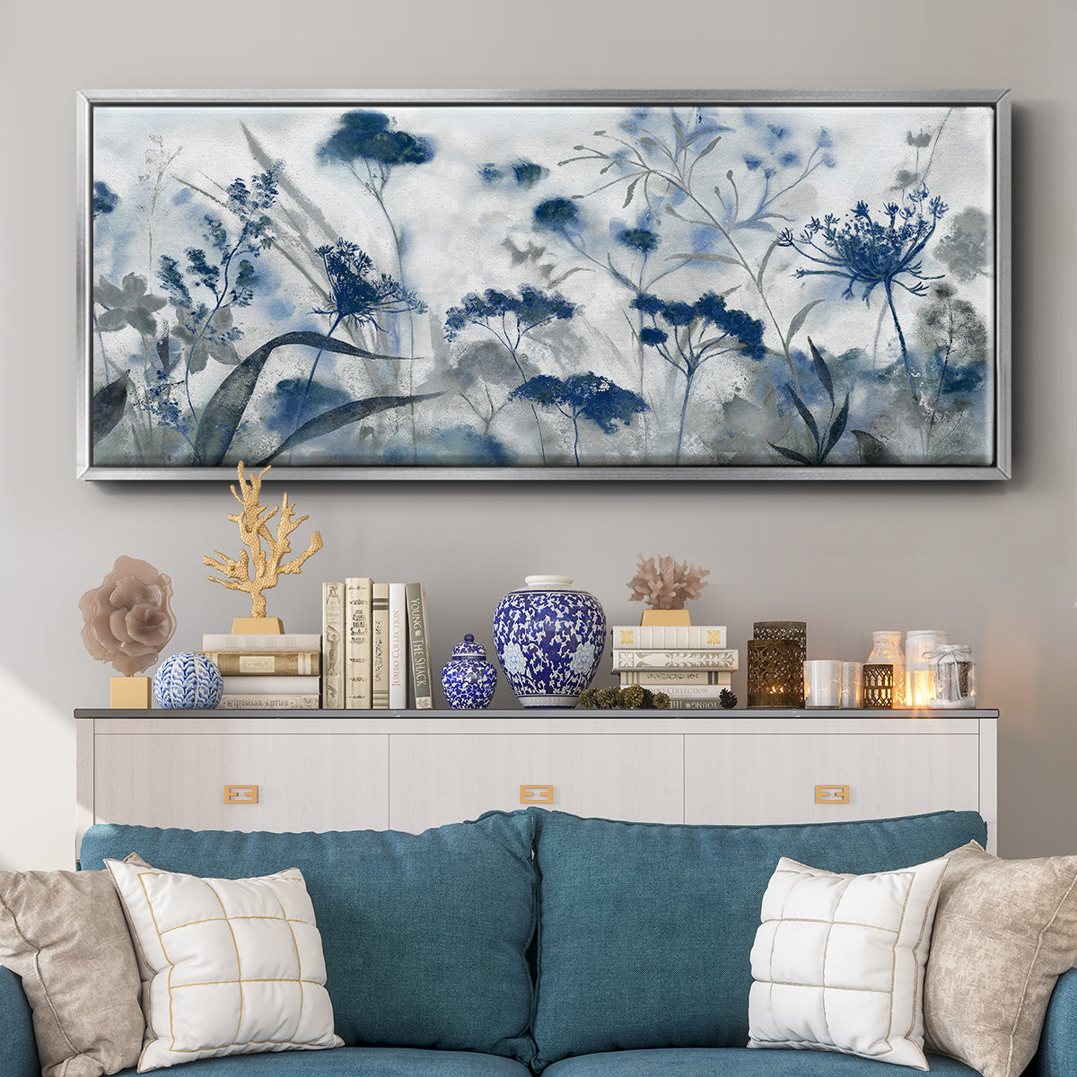 Inky Indigo - Floater Framed Canvas Print