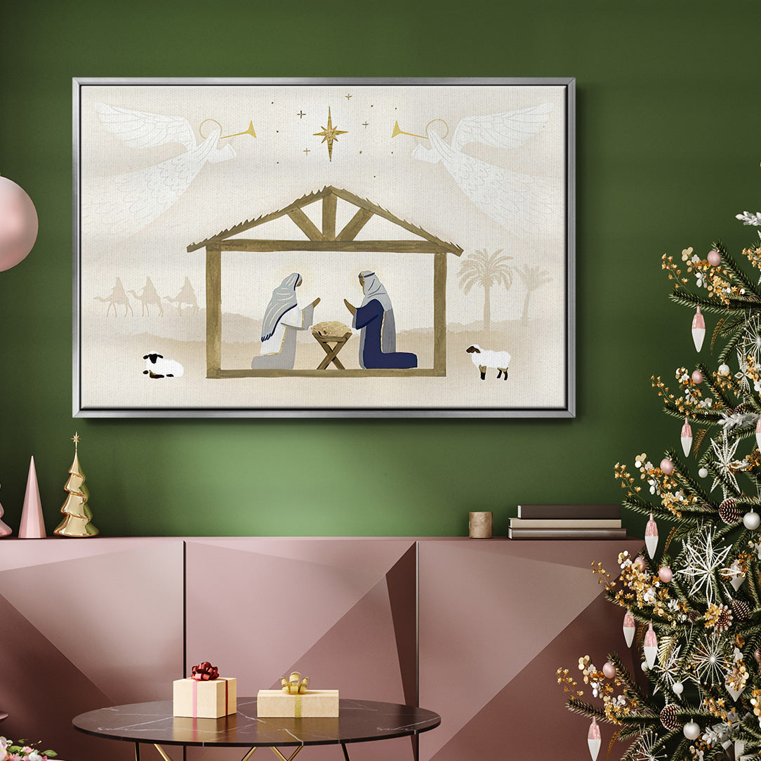 Away in a Manger Collection A - Framed Gallery Wrapped Canvas in Floating Frame