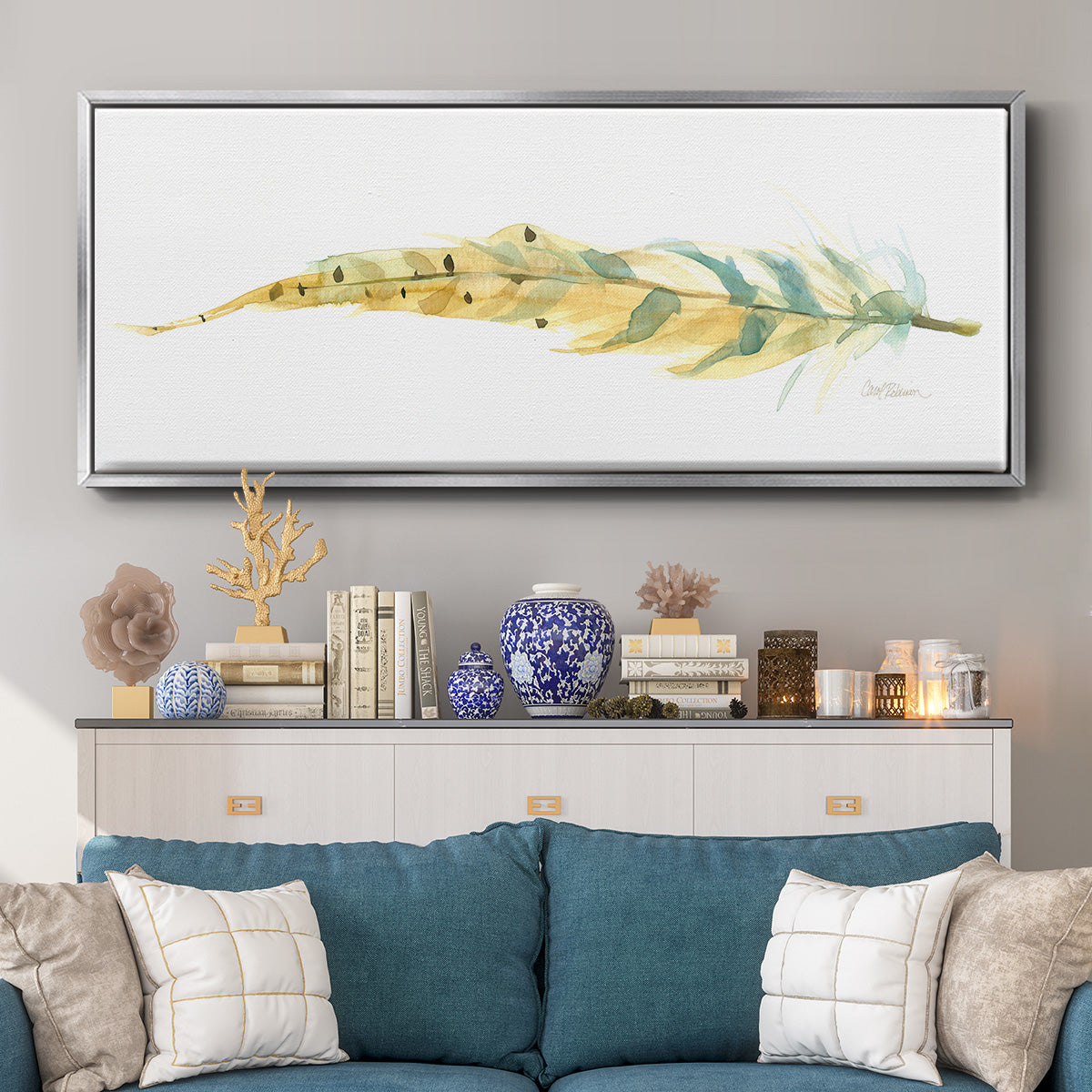Tail Feather III - Floater Framed Canvas Print