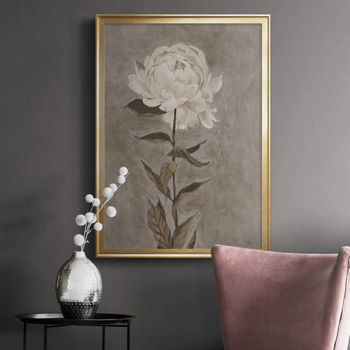 Pretty As A Peony I - Modern Framed Canvas Print