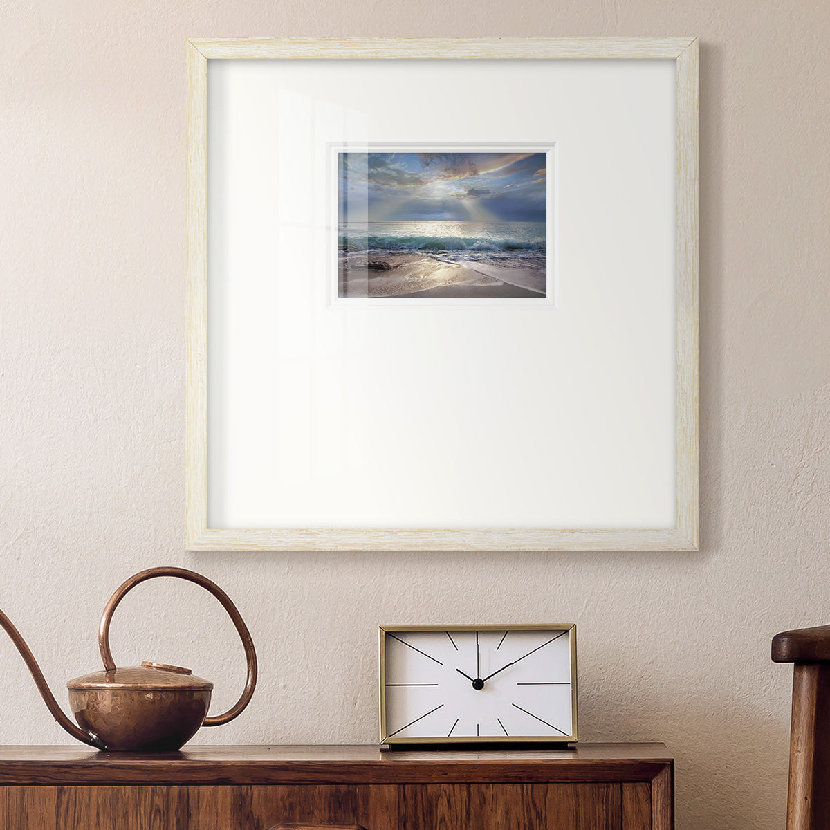 Aqua Blue Morning Premium Framed Print Double Matboard