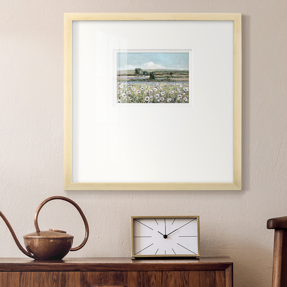 Vintage Poppy Valley Premium Framed Print Double Matboard