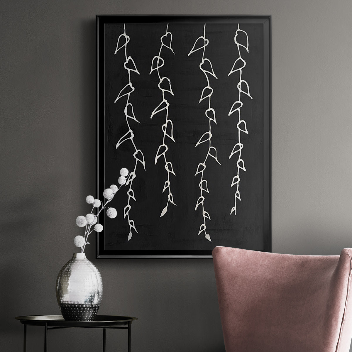 Ivory Vines II - Modern Framed Canvas Print