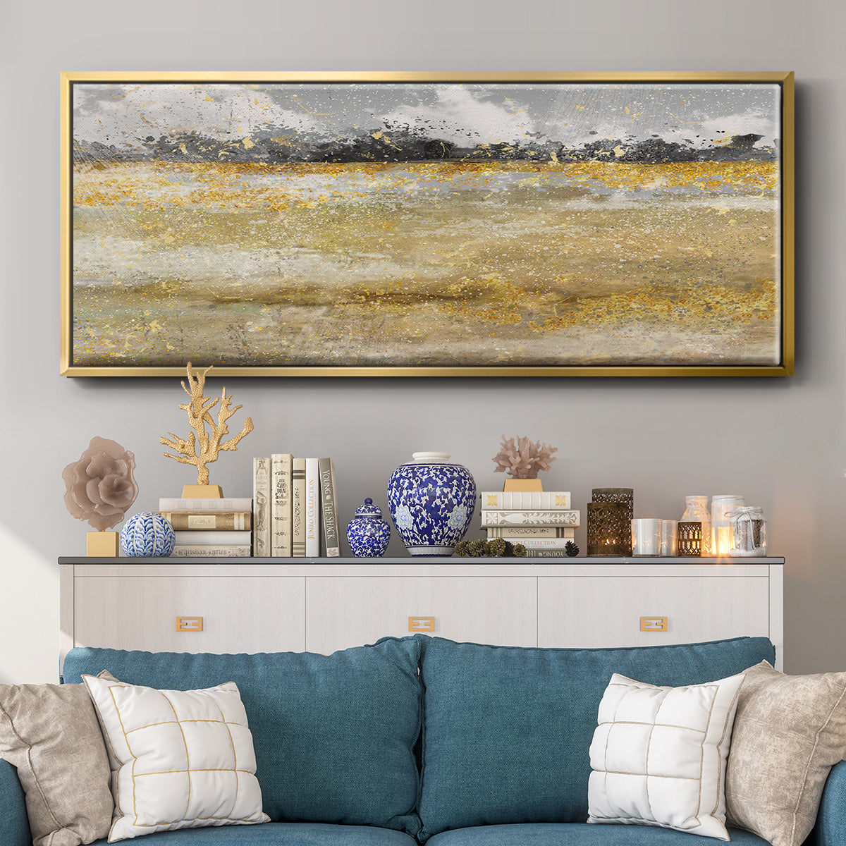 Meadow Shimmer I - Floater Framed Canvas Print