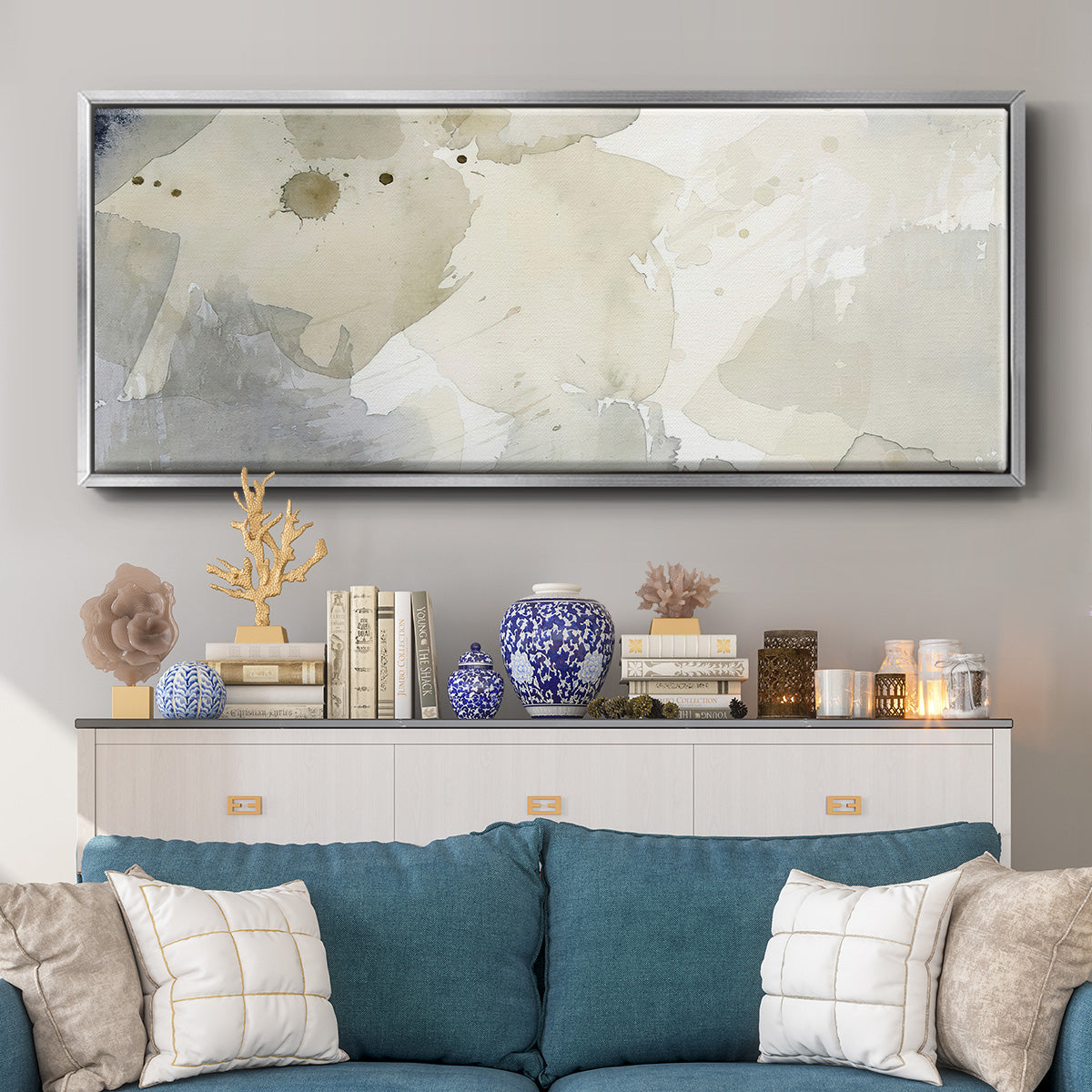 Dried Bergamot in Mist I - Floater Framed Canvas Print