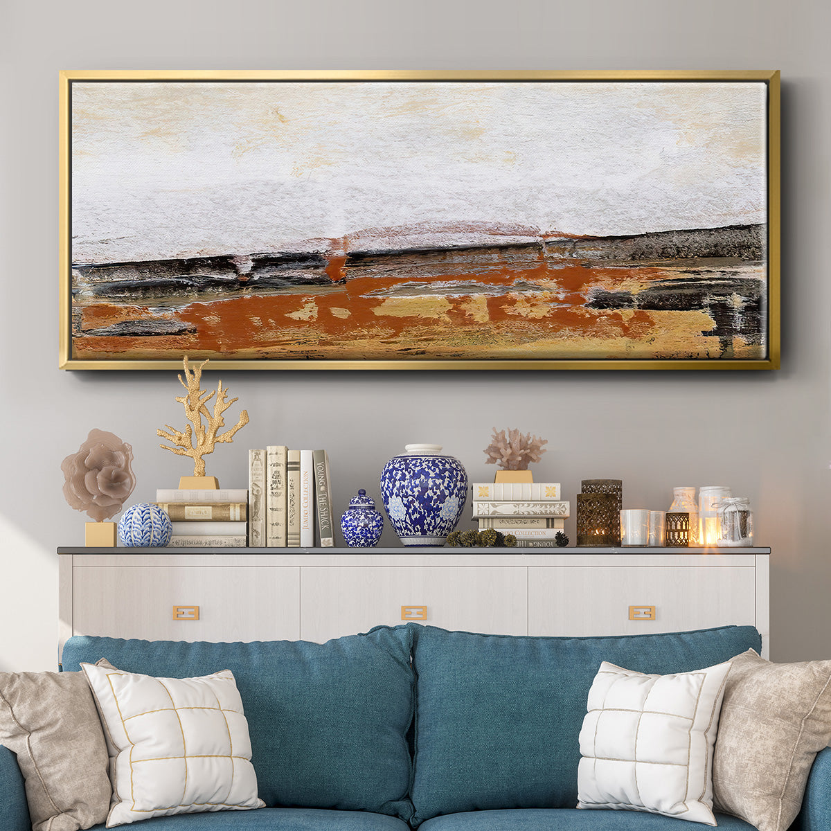 Bridges Ochre III - Floater Framed Canvas Print