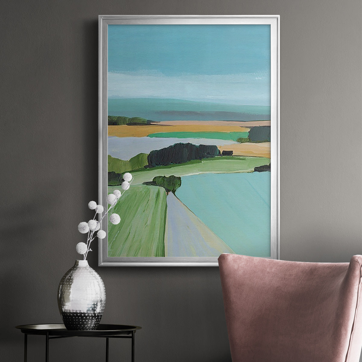 Bright Colored Countryside III - Modern Framed Canvas Print