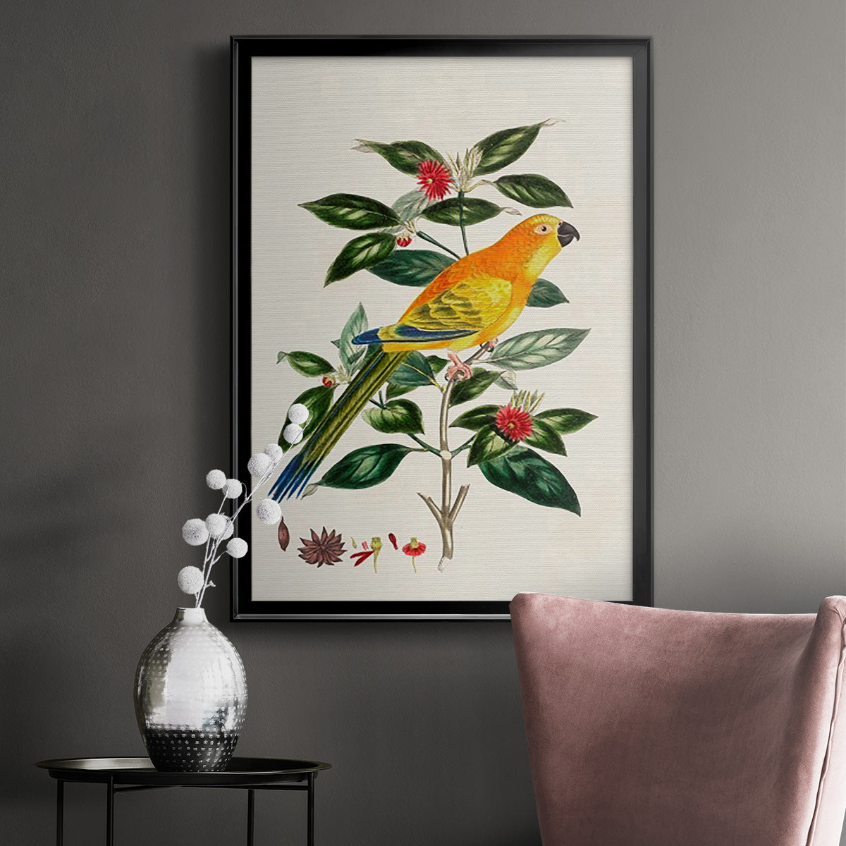 Bird in Habitat V - Modern Framed Canvas Print