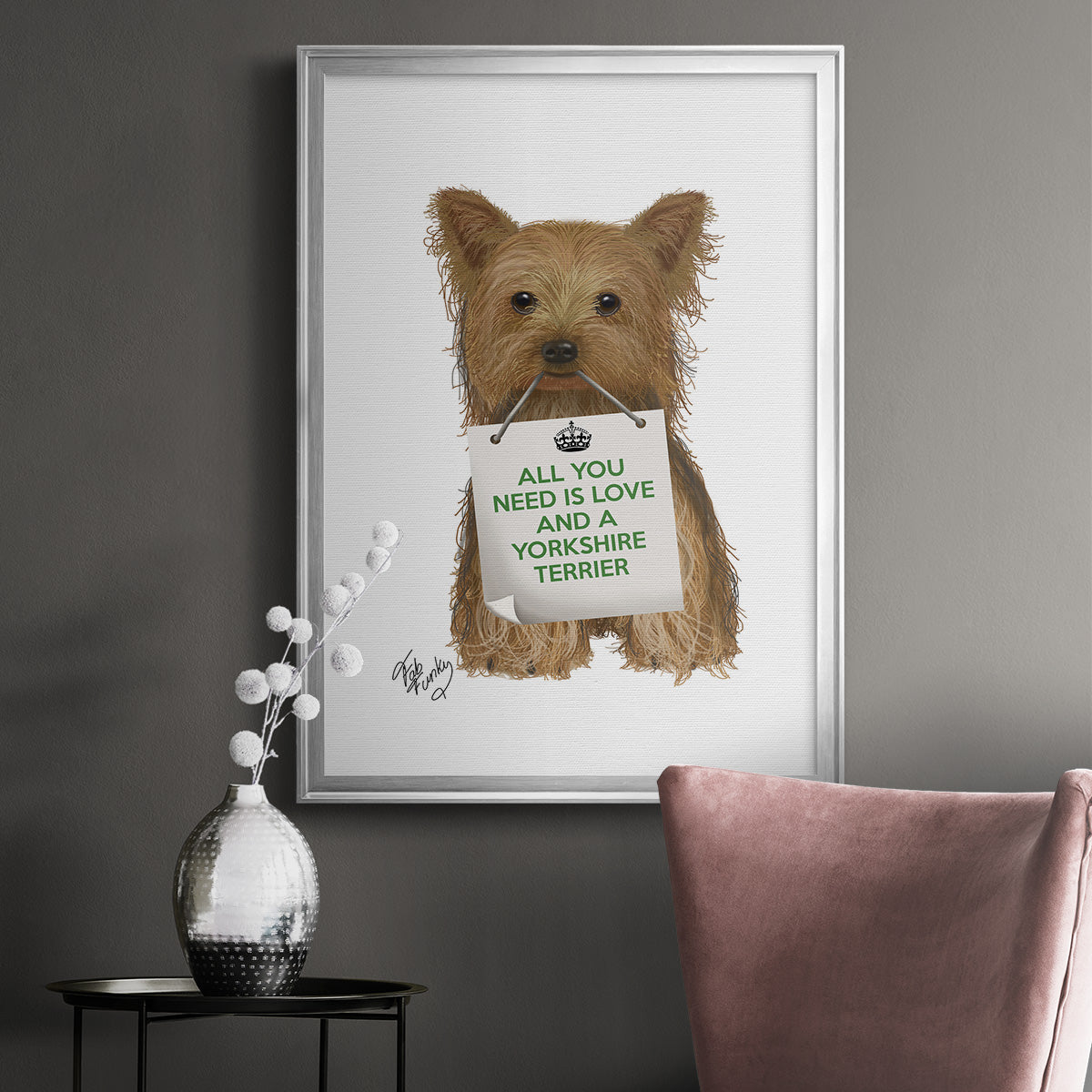 Love and Yorkshire Terrier - Modern Framed Canvas Print