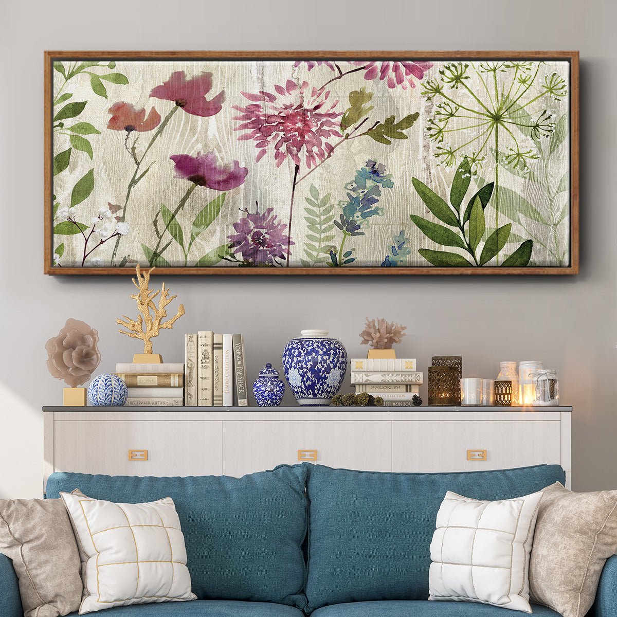 Meadow Flowers II - Floater Framed Canvas Print