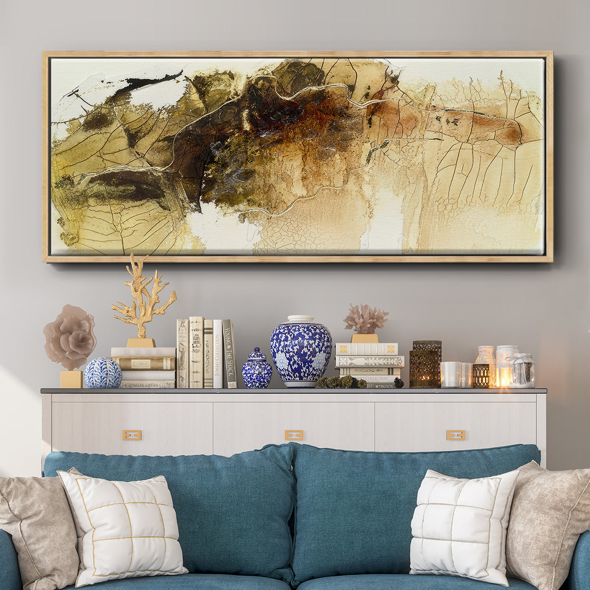 Dance of Gold I - Floater Framed Canvas Print